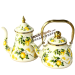 1.2L Premium Middle East Style Enamel Coffee Kettle with Golden Fittings